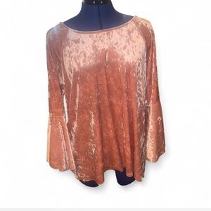 Cupio Blush Velvet Bell Sleeve Tunic